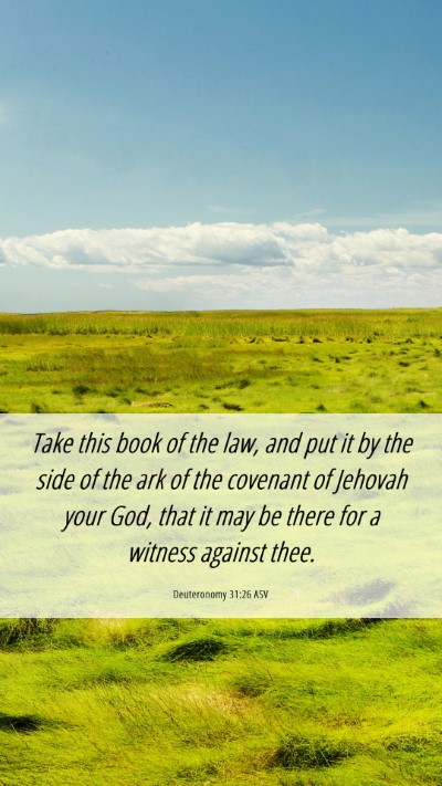 Picture 06 - Deuteronomy 31:26 ASV Mobile Phone Wallpaper - Take this book of the law, and put it by the side - Mobile Bible Verse Wallpaper