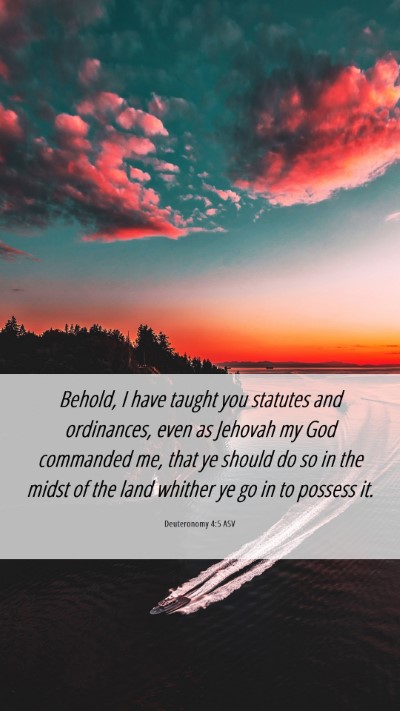 Picture 06 - Deuteronomy 4:5 ASV Mobile Phone Wallpaper - Behold, I have taught you statutes and - Mobile Bible Verse Wallpaper