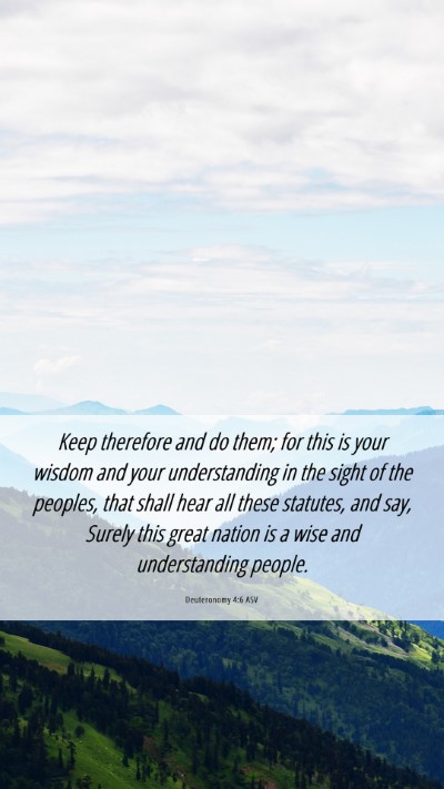 Picture 06 - Deuteronomy 4:6 ASV Mobile Phone Wallpaper - Keep therefore and do them; for this is your - Mobile Bible Verse Wallpaper
