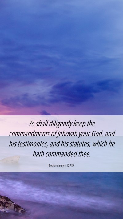 Picture 06 - Deuteronomy 6:17 ASV Mobile Phone Wallpaper - Ye shall diligently keep the commandments of - Mobile Bible Verse Wallpaper