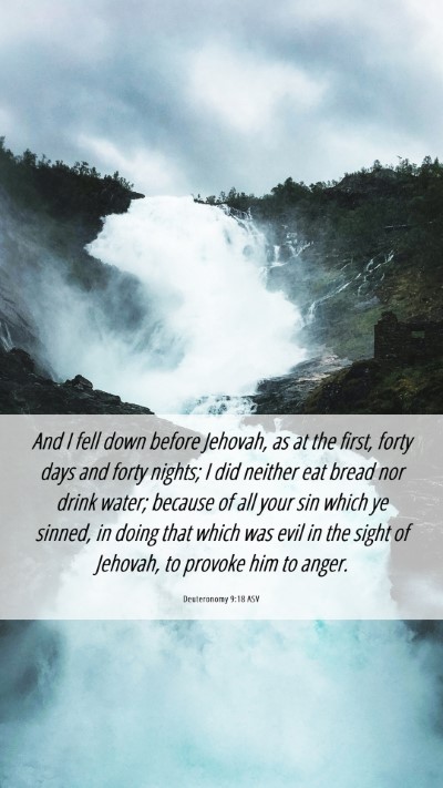 Picture 06 - Deuteronomy 9:18 ASV Mobile Phone Wallpaper - And I fell down before Jehovah, as at the first, - Mobile Bible Verse Wallpaper