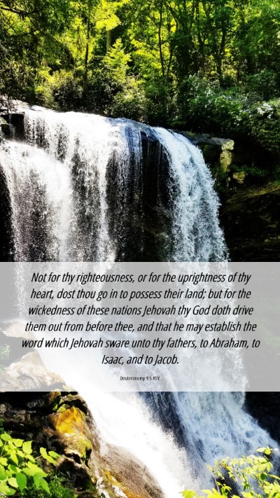 Picture 06 - Deuteronomy 9:5 ASV Mobile Phone Wallpaper - Not for thy righteousness, or for the uprightness - Mobile Bible Verse Wallpaper