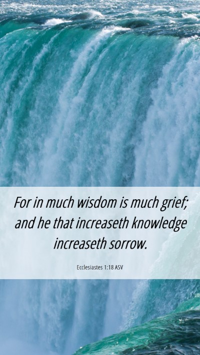 Picture 06 - Ecclesiastes 1:18 ASV Mobile Phone Wallpaper - For in much wisdom is much grief; and he that - Mobile Bible Verse Wallpaper