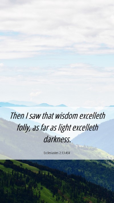 Picture 06 - Ecclesiastes 2:13 ASV Mobile Phone Wallpaper - Then I saw that wisdom excelleth folly, as far as - Mobile Bible Verse Wallpaper
