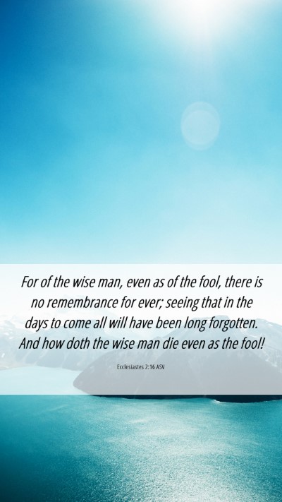 Picture 06 - Ecclesiastes 2:16 ASV Mobile Phone Wallpaper - For of the wise man, even as of the fool, there - Mobile Bible Verse Wallpaper