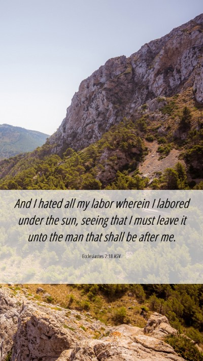 Picture 06 - Ecclesiastes 2:18 ASV Mobile Phone Wallpaper - And I hated all my labor wherein I labored under - Mobile Bible Verse Wallpaper