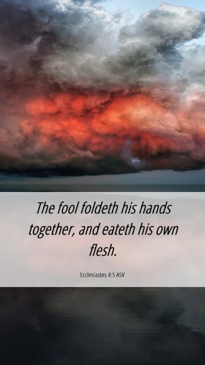 Picture 06 - Ecclesiastes 4:5 ASV Mobile Phone Wallpaper - The fool foldeth his hands together, and eateth - Mobile Bible Verse Wallpaper