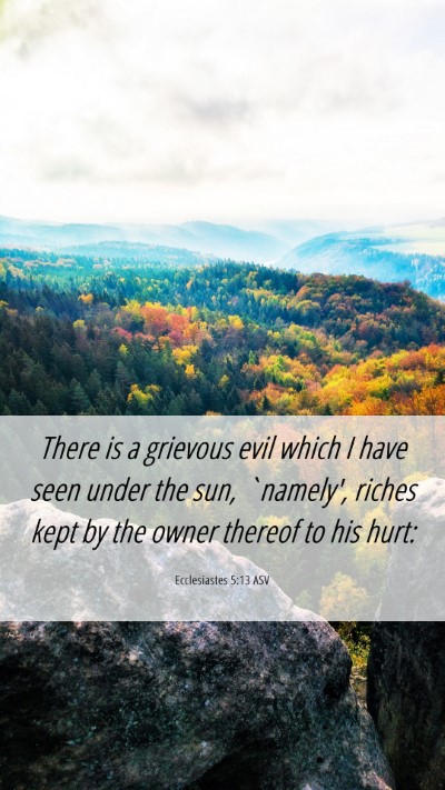 Picture 06 - Ecclesiastes 5:13 ASV Mobile Phone Wallpaper - There is a grievous evil which I have seen under - Mobile Bible Verse Wallpaper