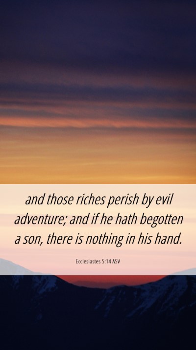 Picture 06 - Ecclesiastes 5:14 ASV Mobile Phone Wallpaper - and those riches perish by evil adventure; and if - Mobile Bible Verse Wallpaper