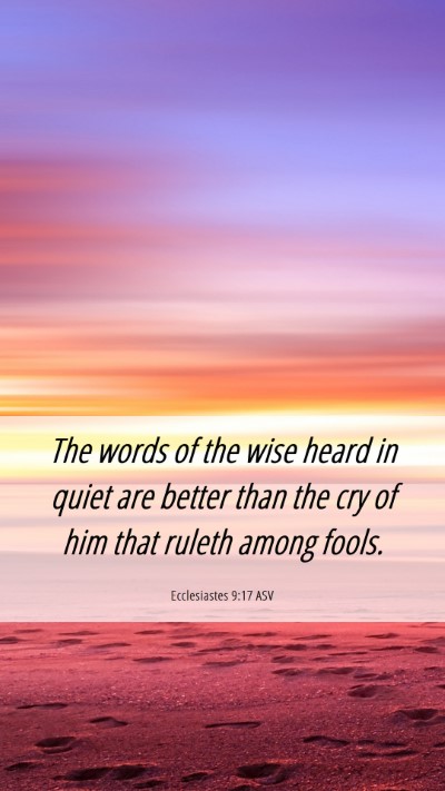 Picture 06 - Ecclesiastes 9:17 ASV Mobile Phone Wallpaper - The words of the wise heard in quiet are better - Mobile Bible Verse Wallpaper