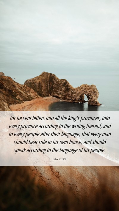 Picture 06 - Esther 1:22 ASV Mobile Phone Wallpaper - for he sent letters into all the king's - Mobile Bible Verse Wallpaper