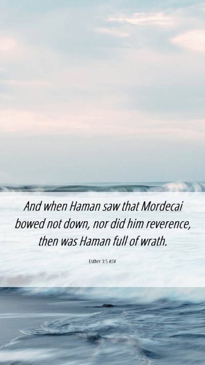 Picture 06 - Esther 3:5 ASV Mobile Phone Wallpaper - And when Haman saw that Mordecai bowed not down, - Mobile Bible Verse Wallpaper