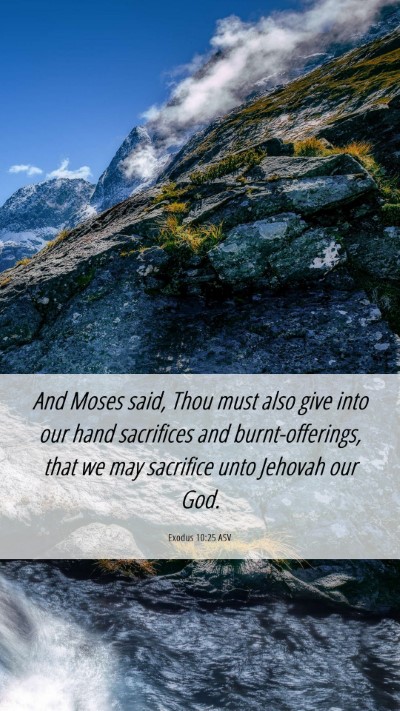 Picture 06 - Exodus 10:25 ASV Mobile Phone Wallpaper - And Moses said, Thou must also give into our hand - Mobile Bible Verse Wallpaper