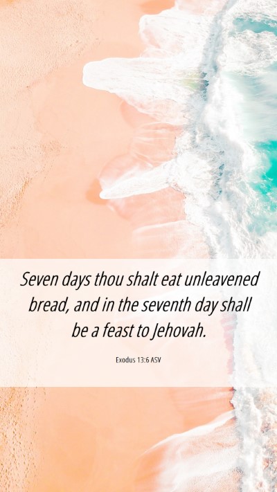Picture 06 - Exodus 13:6 ASV Mobile Phone Wallpaper - Seven days thou shalt eat unleavened bread, and - Mobile Bible Verse Wallpaper
