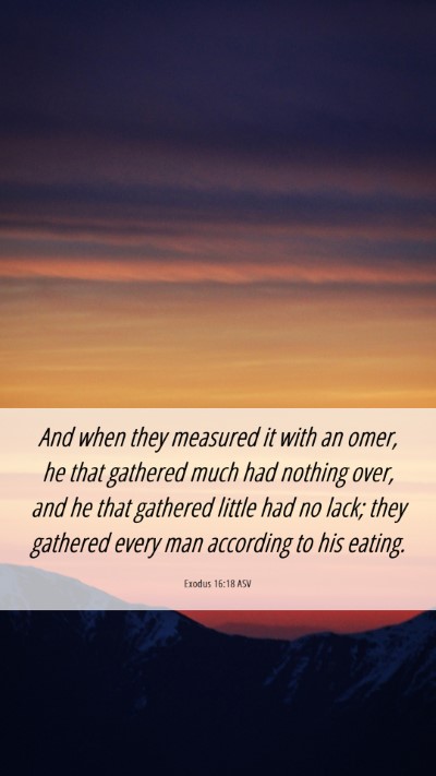 Picture 06 - Exodus 16:18 ASV Mobile Phone Wallpaper - And when they measured it with an omer, he that - Mobile Bible Verse Wallpaper