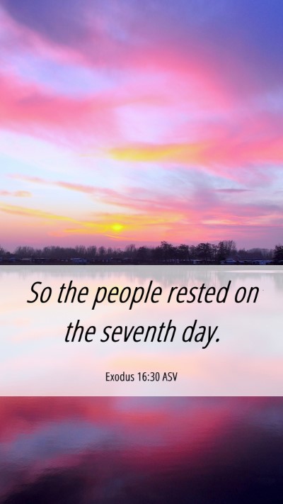 Picture 06 - Exodus 16:30 ASV Mobile Phone Wallpaper - So the people rested on the seventh - Mobile Bible Verse Wallpaper