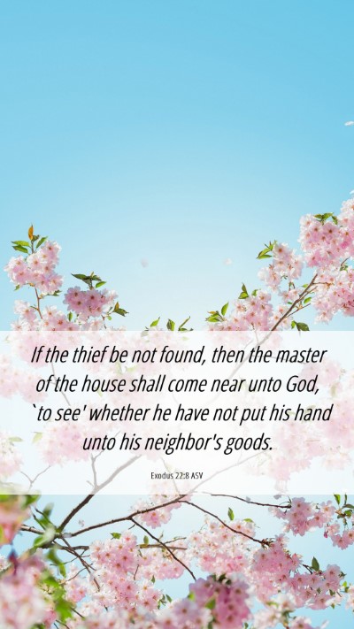Picture 06 - Exodus 22:8 ASV Mobile Phone Wallpaper - If the thief be not found, then the master of the - Mobile Bible Verse Wallpaper
