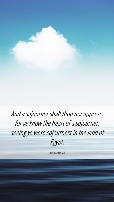Picture 06 - Exodus 23:9 ASV Mobile Phone Wallpaper - And a sojourner shalt thou not oppress: for ye - Mobile Bible Verse Wallpaper