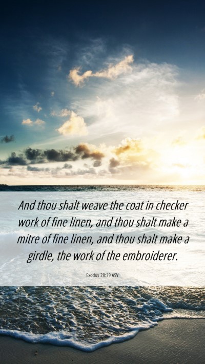 Picture 06 - Exodus 28:39 ASV Mobile Phone Wallpaper - And thou shalt weave the coat in checker work of - Mobile Bible Verse Wallpaper