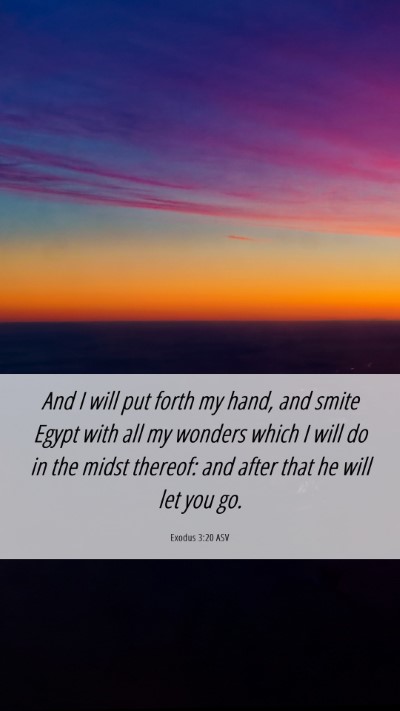 Picture 06 - Exodus 3:20 ASV Mobile Phone Wallpaper - And I will put forth my hand, and smite Egypt - Mobile Bible Verse Wallpaper