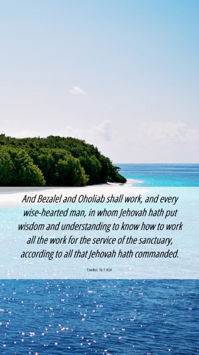 Picture 06 - Exodus 36:1 ASV Mobile Phone Wallpaper - And Bezalel and Oholiab shall work, and every - Mobile Bible Verse Wallpaper