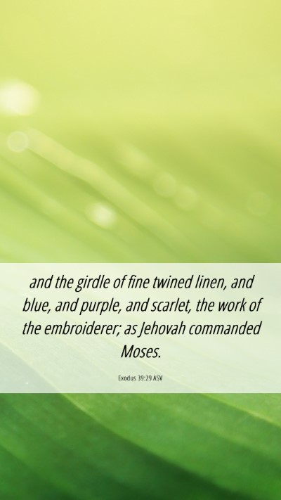 Picture 06 - Exodus 39:29 ASV Mobile Phone Wallpaper - and the girdle of fine twined linen, and blue, - Mobile Bible Verse Wallpaper