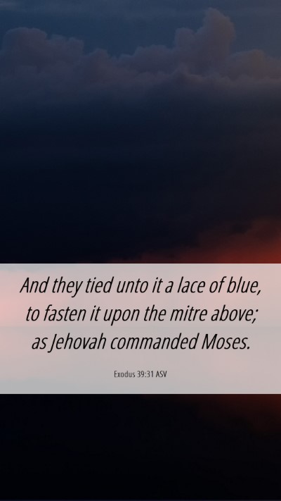 Picture 06 - Exodus 39:31 ASV Mobile Phone Wallpaper - And they tied unto it a lace of blue, to fasten - Mobile Bible Verse Wallpaper