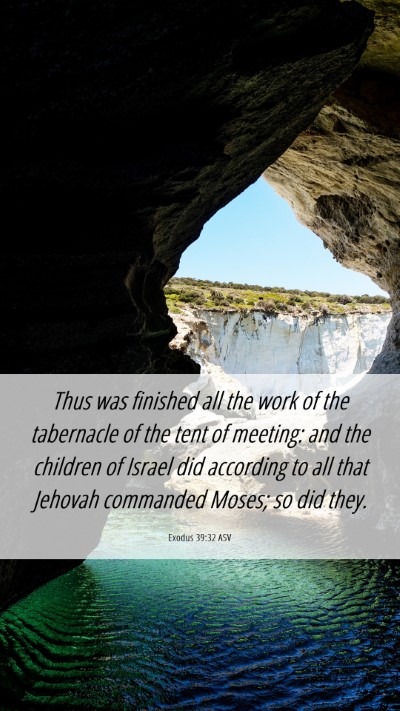 Picture 06 - Exodus 39:32 ASV Mobile Phone Wallpaper - Thus was finished all the work of the tabernacle - Mobile Bible Verse Wallpaper