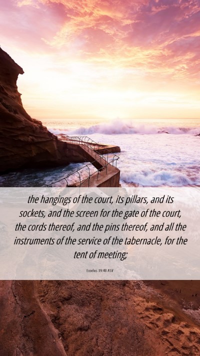 Picture 06 - Exodus 39:40 ASV Mobile Phone Wallpaper - the hangings of the court, its pillars, and its - Mobile Bible Verse Wallpaper
