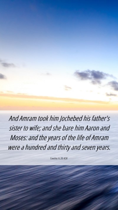 Picture 06 - Exodus 6:20 ASV Mobile Phone Wallpaper - And Amram took him Jochebed his father's sister - Mobile Bible Verse Wallpaper