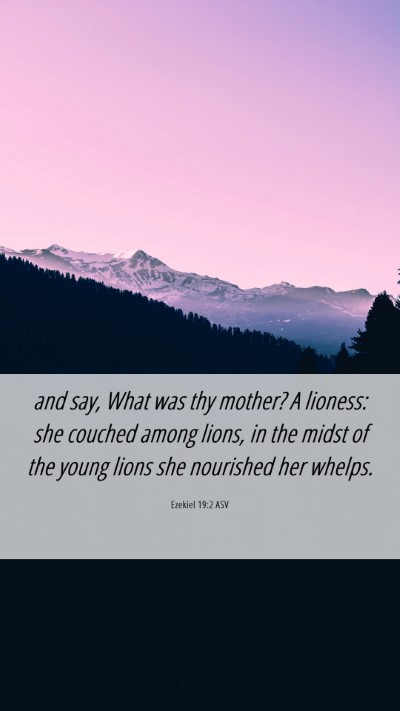 Picture 06 - Ezekiel 19:2 ASV Mobile Phone Wallpaper - and say, What was thy mother? A lioness: she - Mobile Bible Verse Wallpaper
