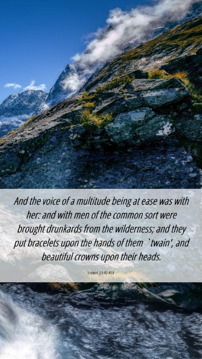 Picture 06 - Ezekiel 23:42 ASV Mobile Phone Wallpaper - And the voice of a multitude being at ease was - Mobile Bible Verse Wallpaper