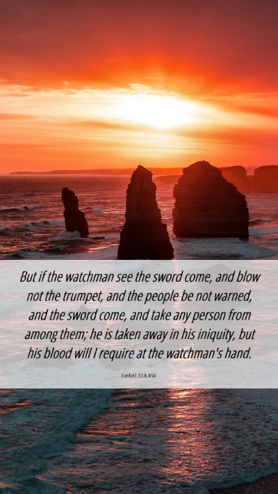 Picture 06 - Ezekiel 33:6 ASV Mobile Phone Wallpaper - But if the watchman see the sword come, and blow - Mobile Bible Verse Wallpaper