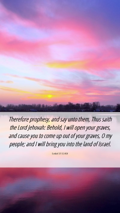 Picture 06 - Ezekiel 37:12 ASV Mobile Phone Wallpaper - Therefore prophesy, and say unto them, Thus saith - Mobile Bible Verse Wallpaper