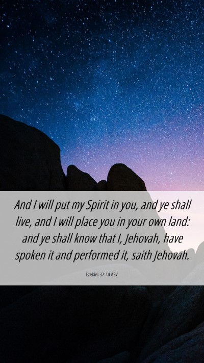 Picture 06 - Ezekiel 37:14 ASV Mobile Phone Wallpaper - And I will put my Spirit in you, and ye shall - Mobile Bible Verse Wallpaper