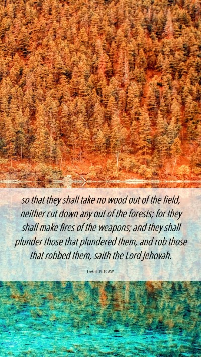 Picture 06 - Ezekiel 39:10 ASV Mobile Phone Wallpaper - so that they shall take no wood out of the field, - Mobile Bible Verse Wallpaper