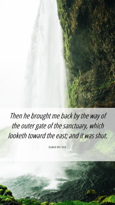 Picture 06 - Ezekiel 44:1 ASV Mobile Phone Wallpaper - Then he brought me back by the way of the outer - Mobile Bible Verse Wallpaper