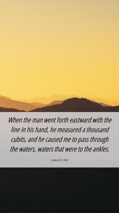 Picture 06 - Ezekiel 47:3 ASV Mobile Phone Wallpaper - When the man went forth eastward with the line in - Mobile Bible Verse Wallpaper