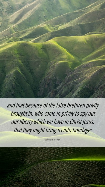 Picture 06 - Galatians 2:4 ASV Mobile Phone Wallpaper - and that because of the false brethren privily - Mobile Bible Verse Wallpaper