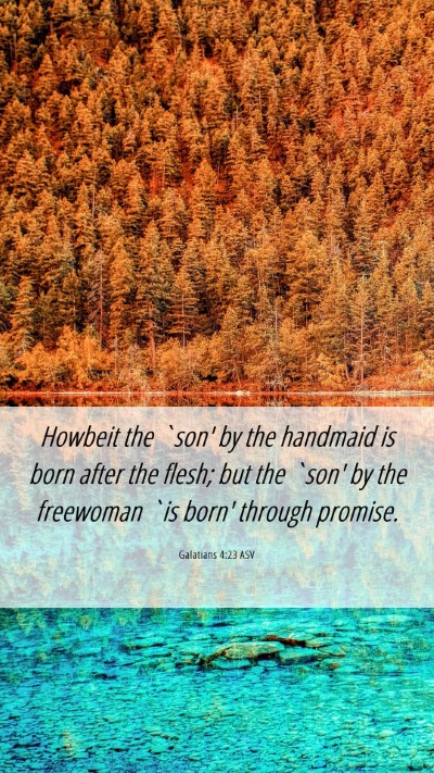Picture 06 - Galatians 4:23 ASV Mobile Phone Wallpaper - Howbeit the `son' by the handmaid is born after - Mobile Bible Verse Wallpaper