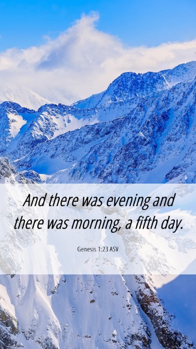 Picture 06 - Genesis 1:23 ASV Mobile Phone Wallpaper - And there was evening and there was morning, a - Mobile Bible Verse Wallpaper