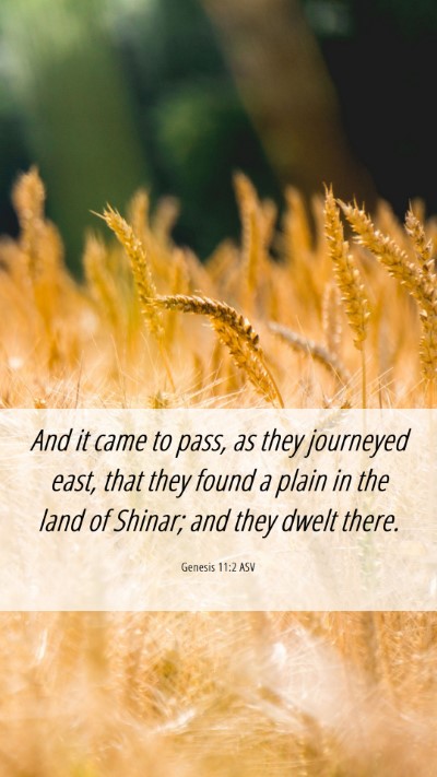 Picture 06 - Genesis 11:2 ASV Mobile Phone Wallpaper - And it came to pass, as they journeyed east, that - Mobile Bible Verse Wallpaper
