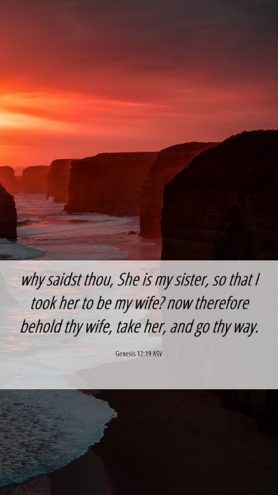 Picture 06 - Genesis 12:19 ASV Mobile Phone Wallpaper - why saidst thou, She is my sister, so that I took - Mobile Bible Verse Wallpaper