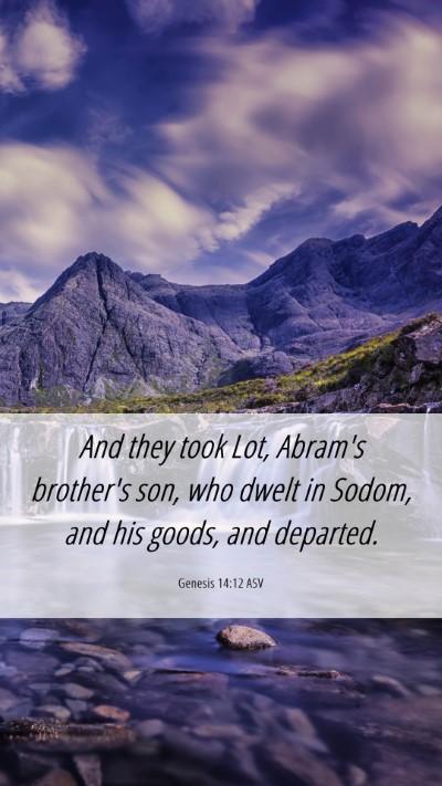 Picture 06 - Genesis 14:12 ASV Mobile Phone Wallpaper - And they took Lot, Abram's brother's son, who - Mobile Bible Verse Wallpaper