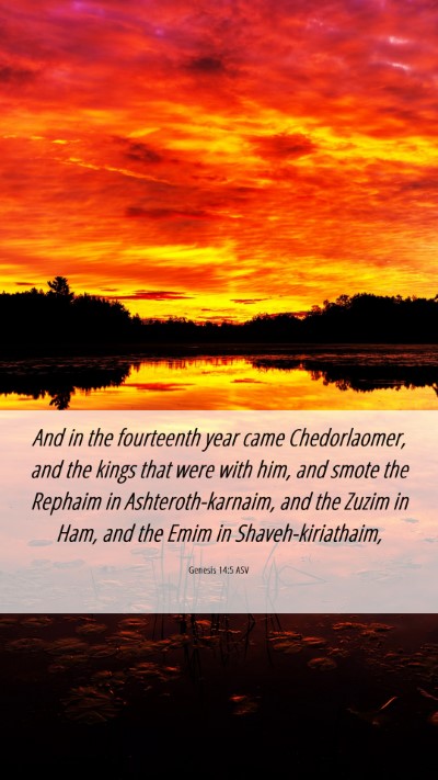 Picture 06 - Genesis 14:5 ASV Mobile Phone Wallpaper - And in the fourteenth year came Chedorlaomer, and - Mobile Bible Verse Wallpaper