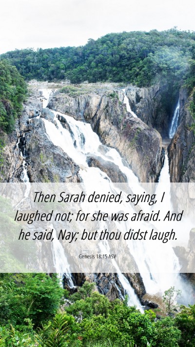 Picture 06 - Genesis 18:15 ASV Mobile Phone Wallpaper - Then Sarah denied, saying, I laughed not; for she - Mobile Bible Verse Wallpaper