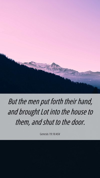 Picture 06 - Genesis 19:10 ASV Mobile Phone Wallpaper - But the men put forth their hand, and brought Lot - Mobile Bible Verse Wallpaper