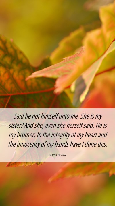 Picture 06 - Genesis 20:5 ASV Mobile Phone Wallpaper - Said he not himself unto me, She is my sister? - Mobile Bible Verse Wallpaper