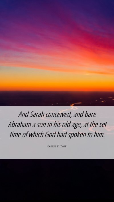 Picture 06 - Genesis 21:2 ASV Mobile Phone Wallpaper - And Sarah conceived, and bare Abraham a son in - Mobile Bible Verse Wallpaper