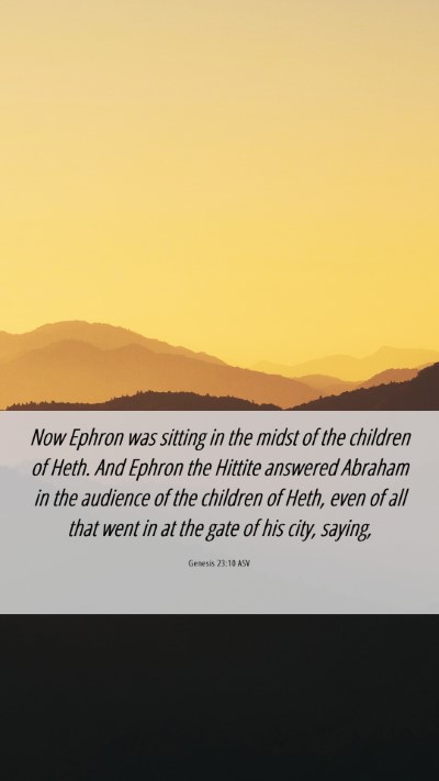 Picture 06 - Genesis 23:10 ASV Mobile Phone Wallpaper - Now Ephron was sitting in the midst of the - Mobile Bible Verse Wallpaper